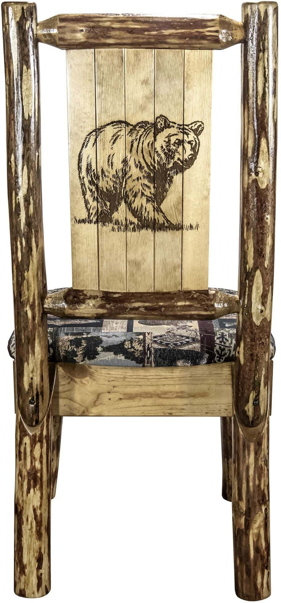 Montana Woodworks Glacier Country Kollektion Beistuhl Woodland Polsterung mit Lasergravur Design