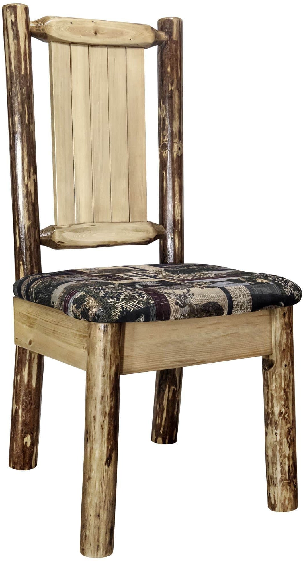 Montana Woodworks Glacier Country Kollektion Beistuhl Woodland Polsterung mit Lasergravur Design