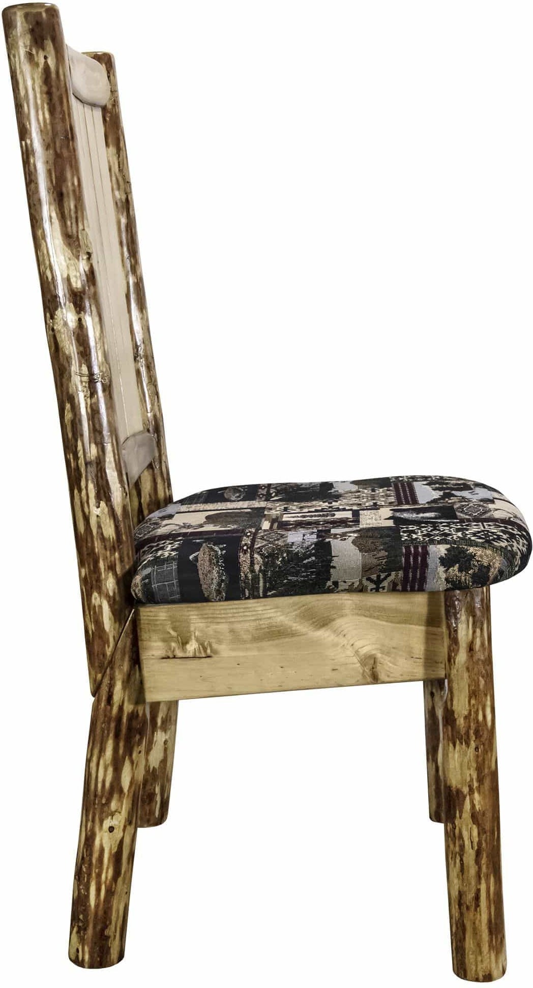 Montana Woodworks Glacier Country Kollektion Beistuhl Woodland Polsterung mit Lasergravur Design