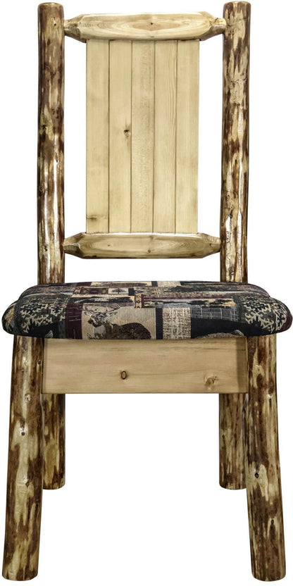 Montana Woodworks Glacier Country Kollektion Beistuhl Woodland Polsterung mit Lasergravur Design