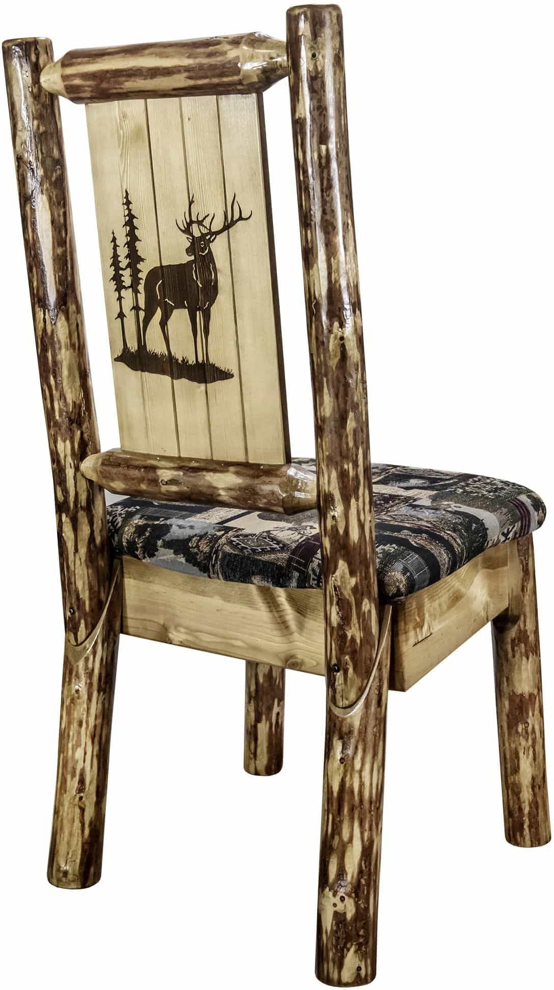 Montana Woodworks Glacier Country Kollektion Beistuhl Woodland Polsterung mit Lasergravur Design