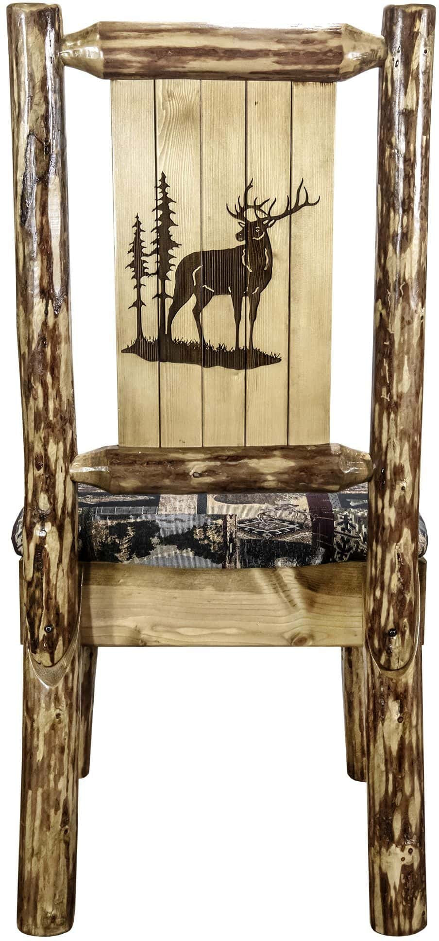 Montana Woodworks Glacier Country Kollektion Beistuhl Woodland Polsterung mit Lasergravur Design