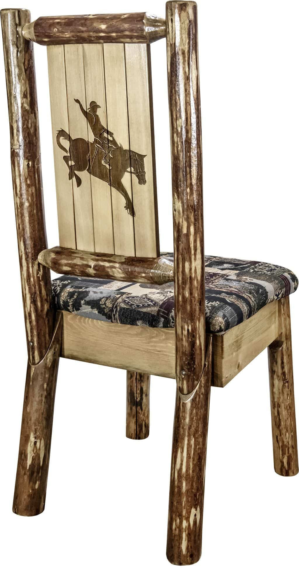 Montana Woodworks Glacier Country Kollektion Beistuhl Woodland Polsterung mit Lasergravur Design