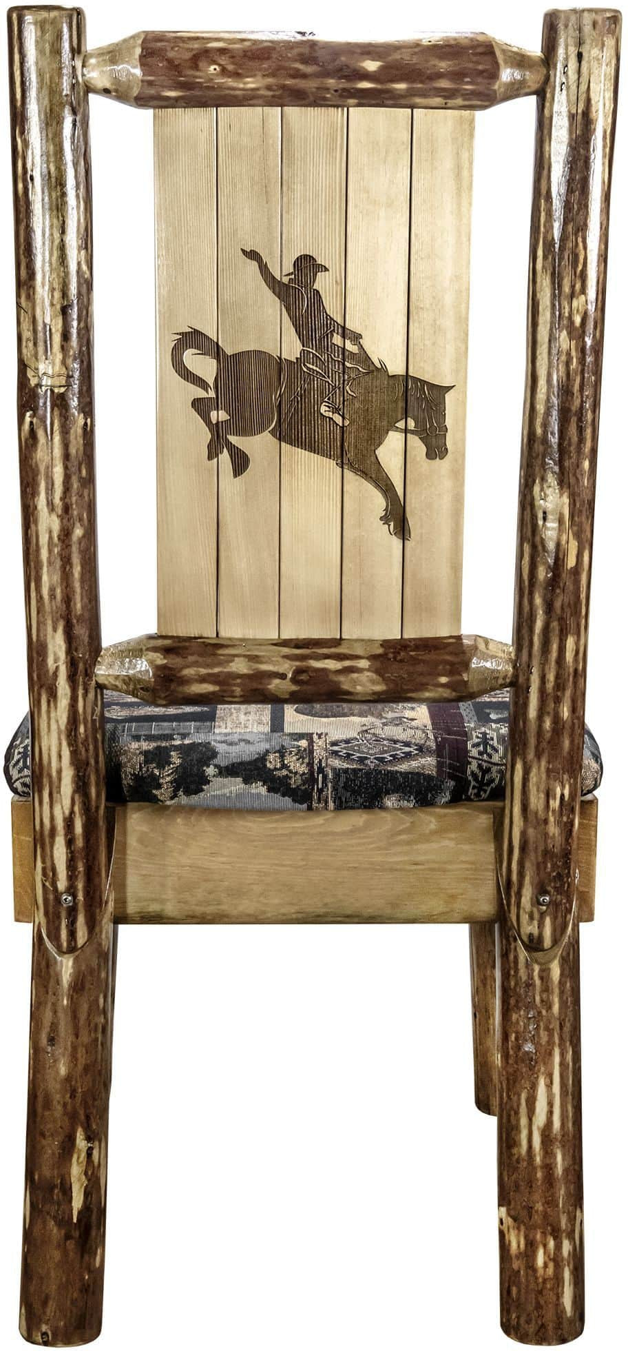 Montana Woodworks Glacier Country Kollektion Beistuhl Woodland Polsterung mit Lasergravur Design