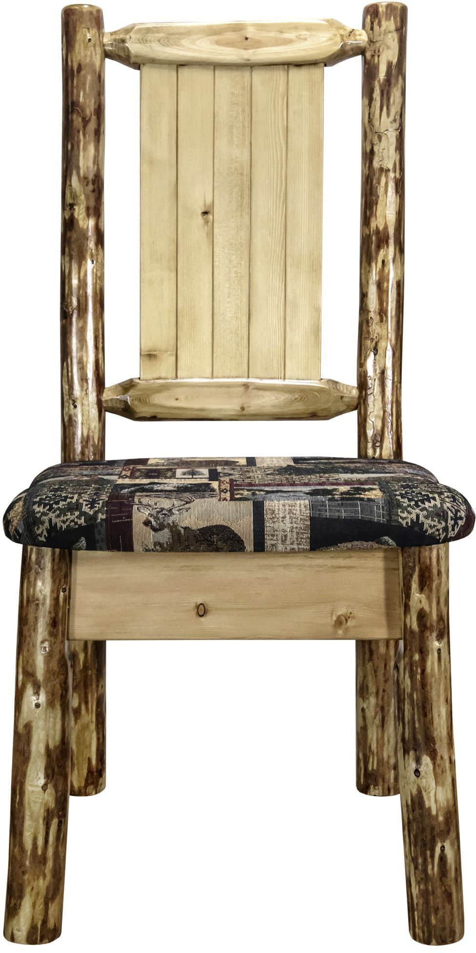 Montana Woodworks Glacier Country Kollektion Beistuhl Woodland Polsterung mit Lasergravur Design
