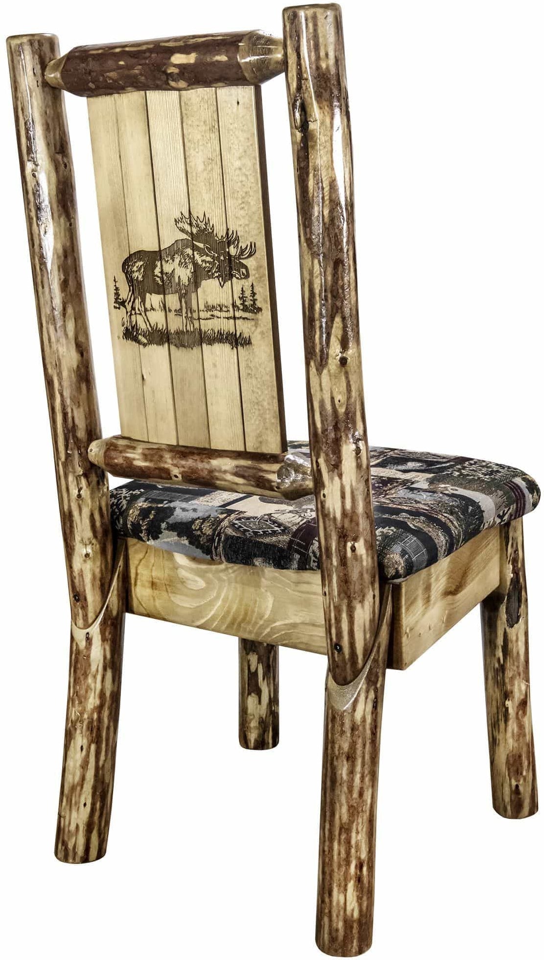 Montana Woodworks Glacier Country Kollektion Beistuhl Woodland Polsterung mit Lasergravur Design