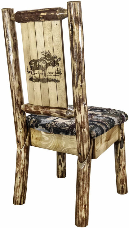 Montana Woodworks Glacier Country Kollektion Beistuhl Woodland Polsterung mit Lasergravur Design