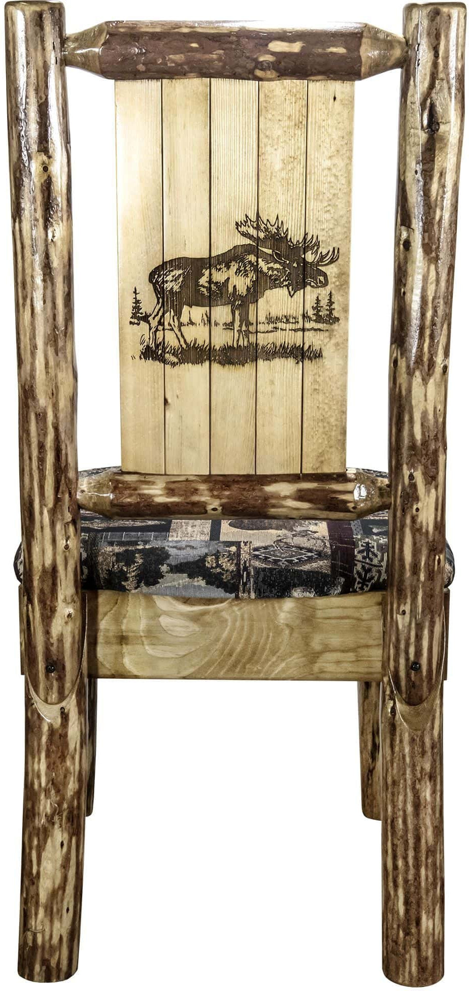 Montana Woodworks Glacier Country Kollektion Beistuhl Woodland Polsterung mit Lasergravur Design