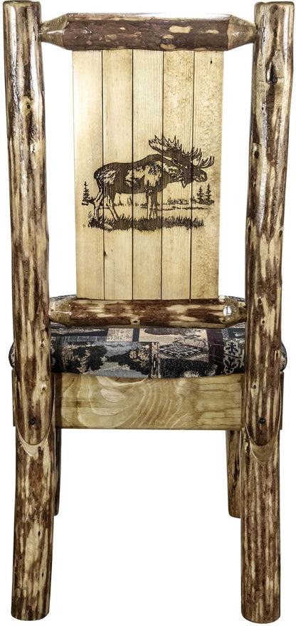 Montana Woodworks Glacier Country Kollektion Beistuhl Woodland Polsterung mit Lasergravur Design