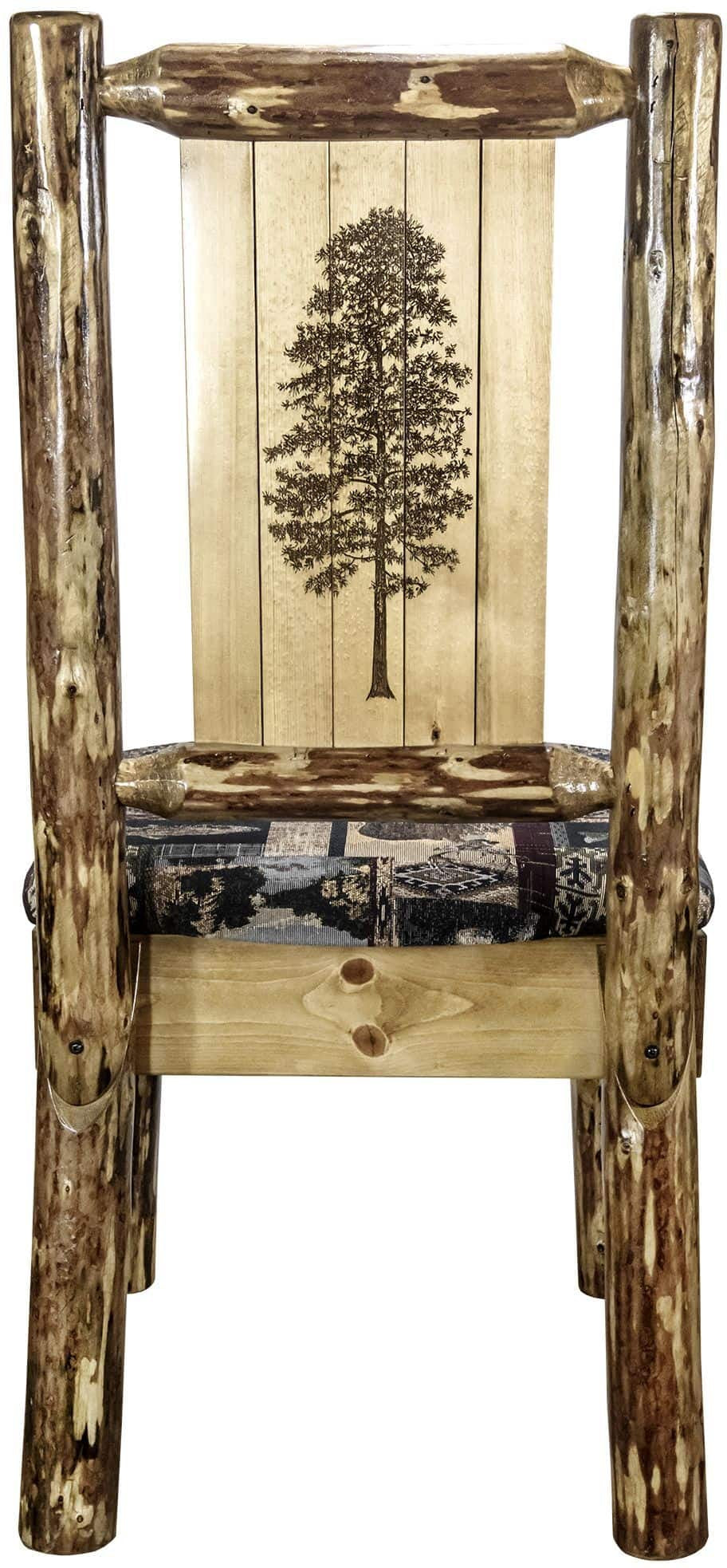 Montana Woodworks Glacier Country Kollektion Beistuhl Woodland Polsterung mit Lasergravur Design