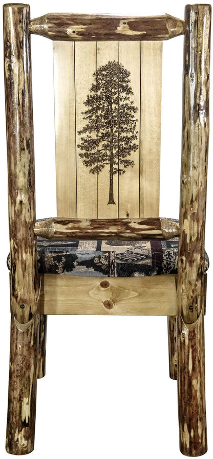 Montana Woodworks Glacier Country Kollektion Beistuhl Woodland Polsterung mit Lasergravur Design