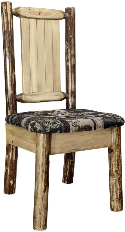 Montana Woodworks Glacier Country Kollektion Beistuhl Woodland Polsterung mit Lasergravur Design
