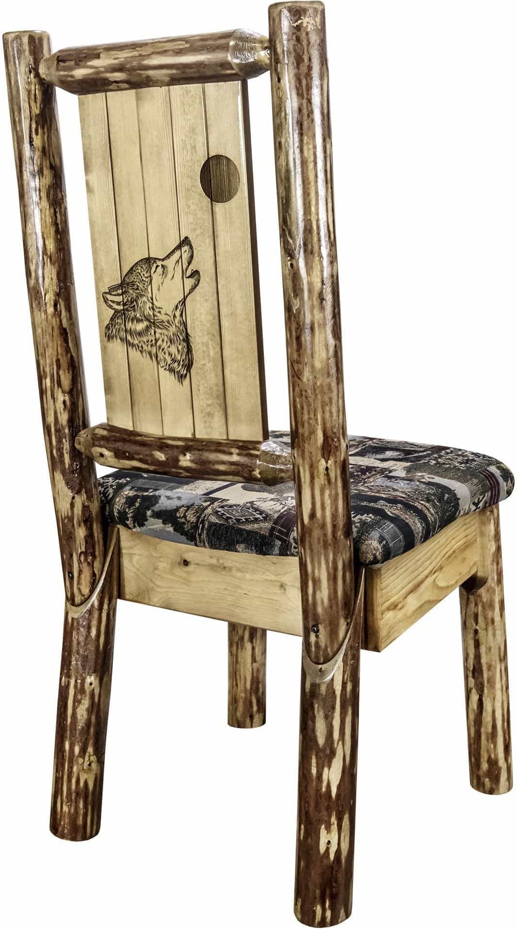 Montana Woodworks Glacier Country Kollektion Beistuhl Woodland Polsterung mit Lasergravur Design