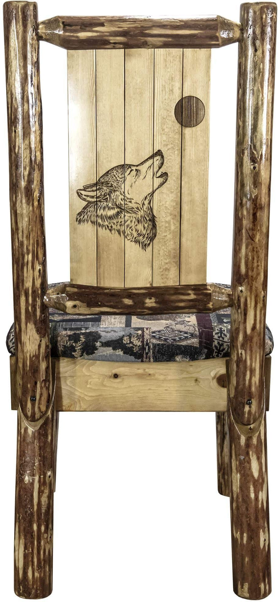Montana Woodworks Glacier Country Kollektion Beistuhl Woodland Polsterung mit Lasergravur Design