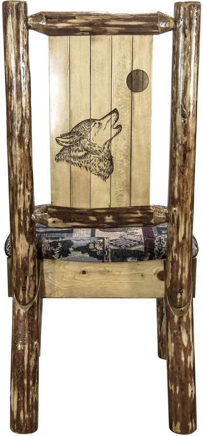 Montana Woodworks Glacier Country Kollektion Beistuhl Woodland Polsterung mit Lasergravur Design