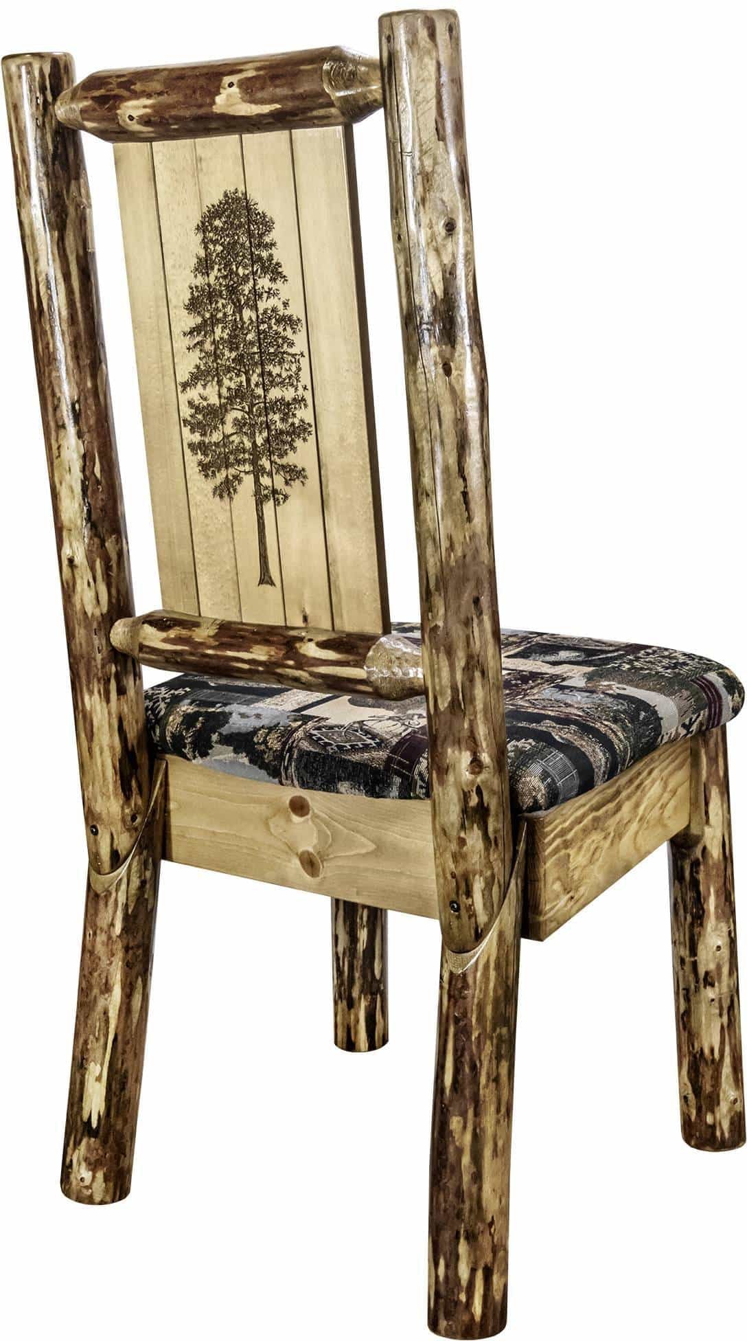 Montana Woodworks Glacier Country Kollektion Beistuhl Woodland Polsterung mit Lasergravur Design