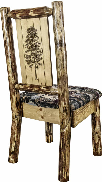 Montana Woodworks Glacier Country Kollektion Beistuhl Woodland Polsterung mit Lasergravur Design