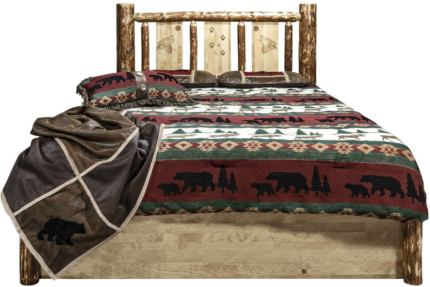 Montana Woodworks Gletscher Country Kollektion Twin Storage-Plattform mit Laser-Gravur-Design