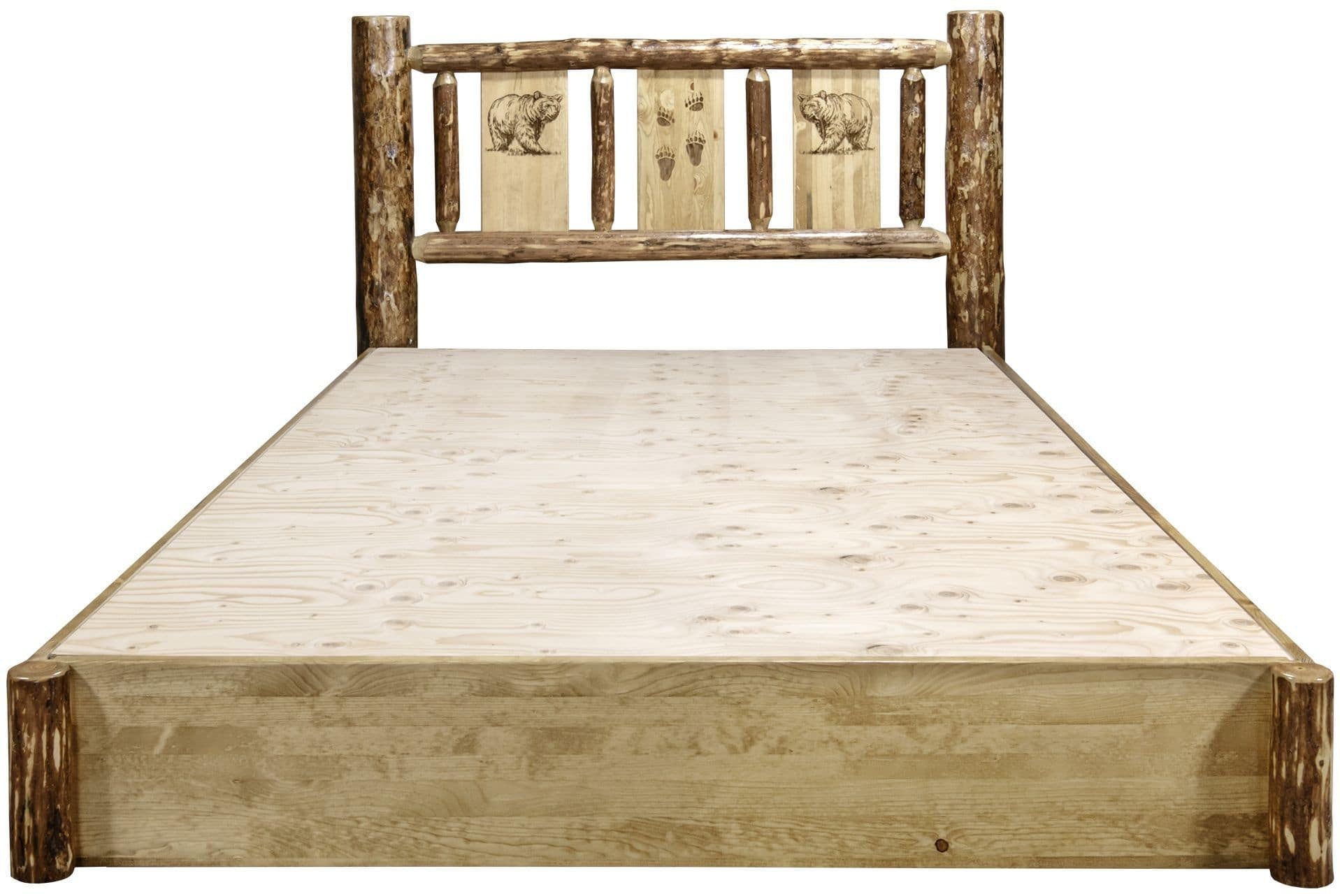 Montana Woodworks Gletscher Country Kollektion Twin Storage-Plattform mit Laser-Gravur-Design