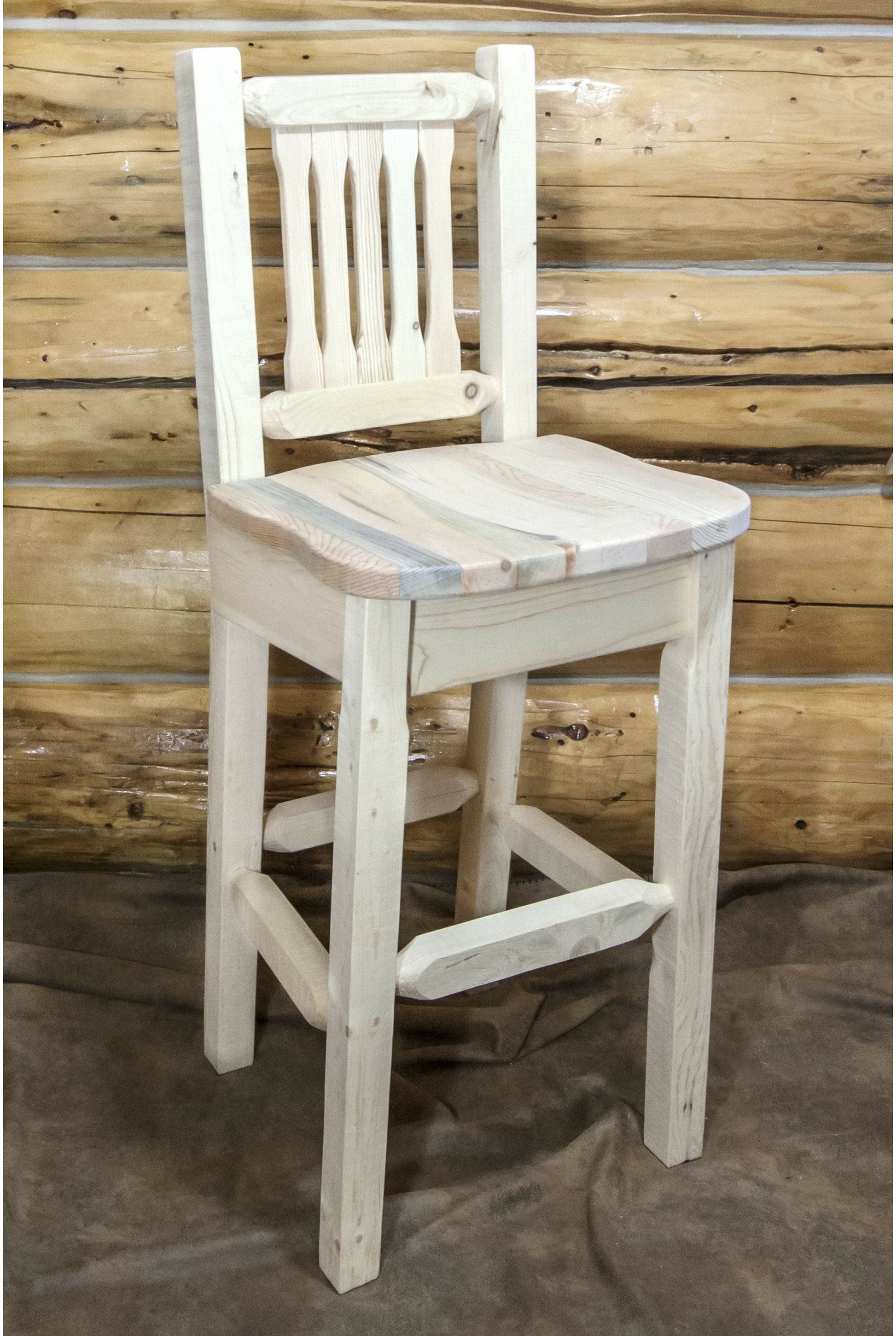 Montana Woodworks Homestead Kollektion Barshocker mit Rücken und ergonomischen Holzsitz
