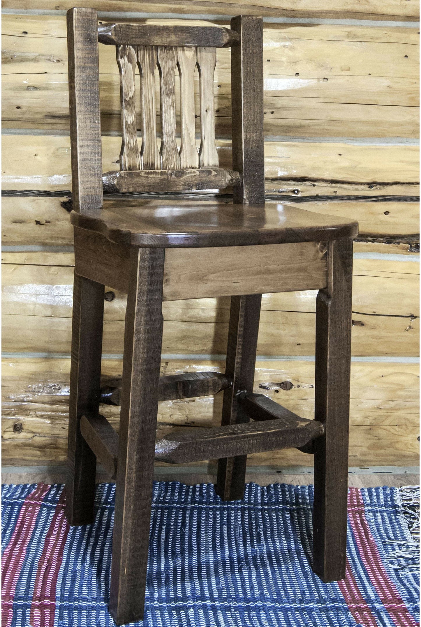 Montana Woodworks Homestead Kollektion Barshocker mit Rücken und ergonomischen Holzsitz