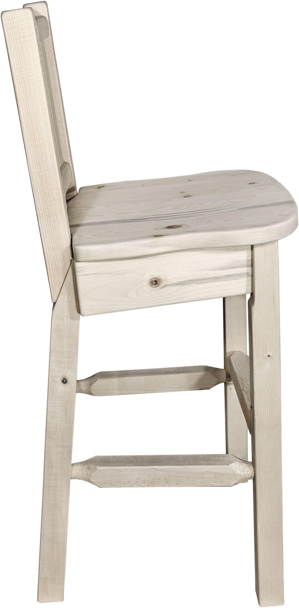 Montana Woodworks Homestead Kollektion Barshocker mit Rückseite und Laser Gravur Design - Klare Lacquer Finish