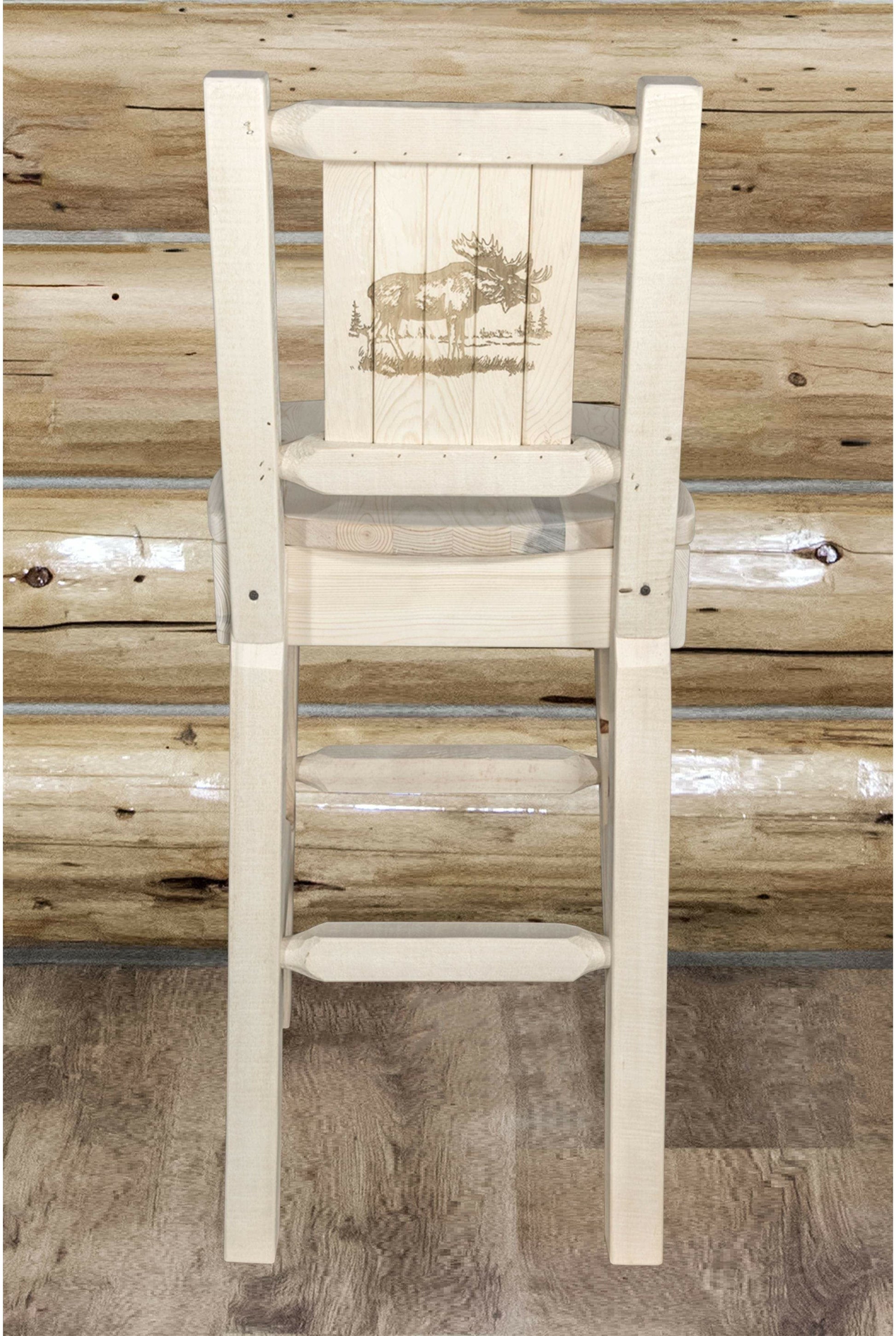 Montana Woodworks Homestead Kollektion Barshocker mit Rückseite und Laser Gravur Design - Bereit zum Abschluss