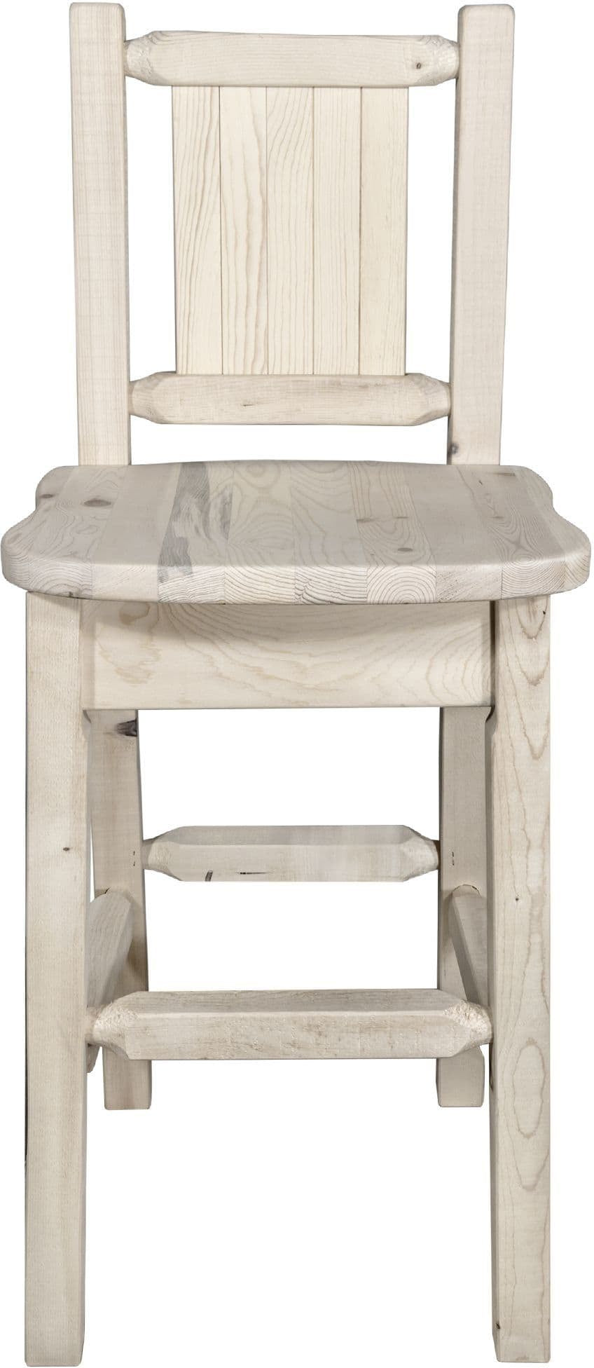 Montana Woodworks Homestead Kollektion Barshocker mit Rückseite und Laser Gravur Design - Bereit zum Abschluss