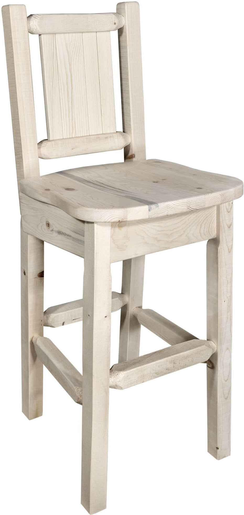 Montana Woodworks Homestead Kollektion Barshocker mit Rückseite und Laser Gravur Design - Bereit zum Abschluss