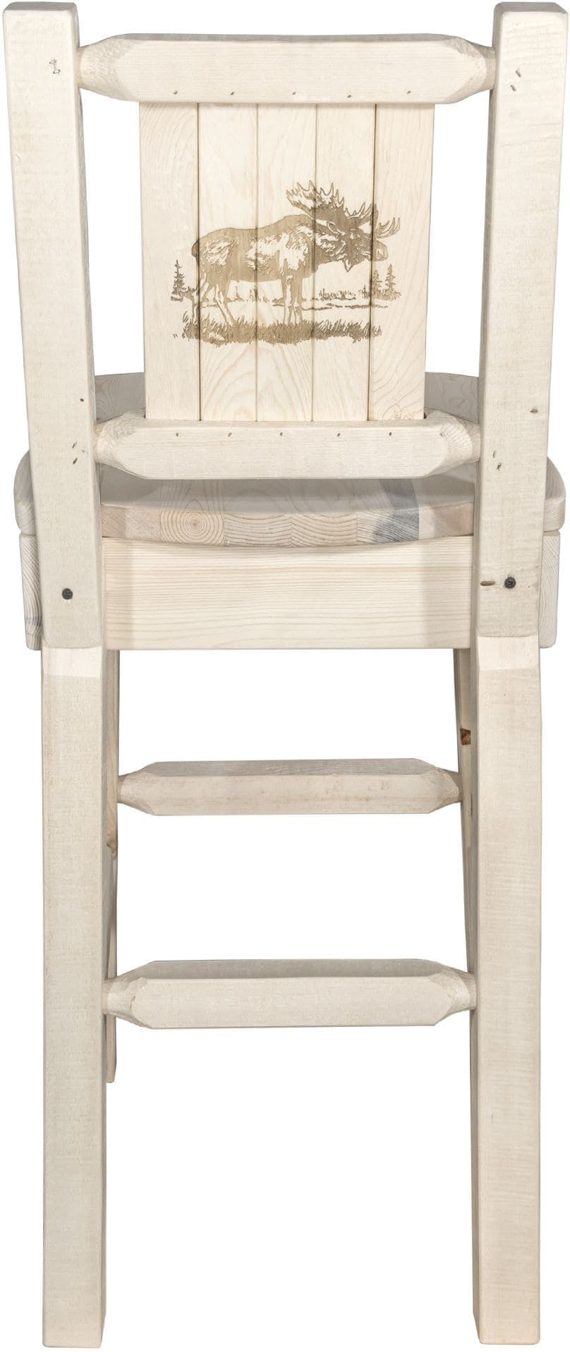 Montana Woodworks Homestead Kollektion Barshocker mit Rückseite und Laser Gravur Design - Bereit zum Abschluss