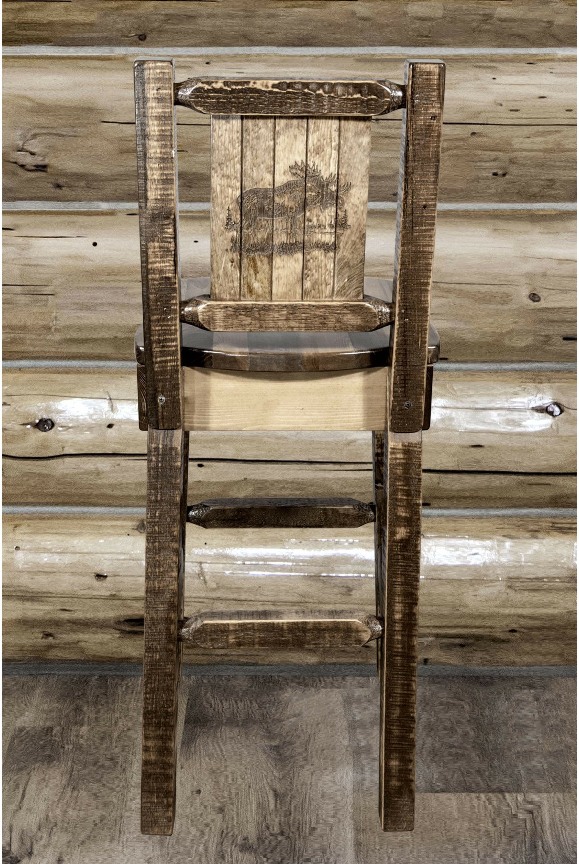 Montana Woodworks Homestead Kollektion Barshocker mit Rückseite und Laser Gravur Design - Flecken & Lacquer Finish