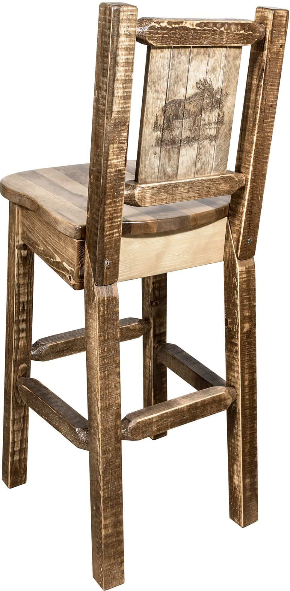 Montana Woodworks Homestead Kollektion Barshocker mit Rückseite und Laser Gravur Design - Flecken & Lacquer Finish