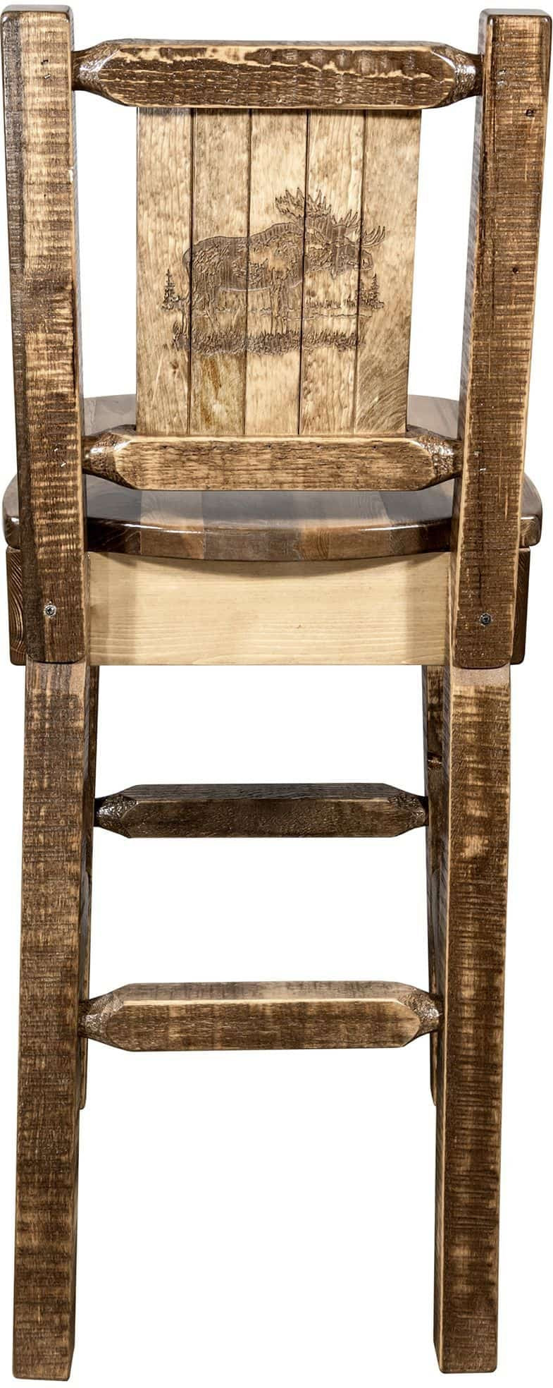Montana Woodworks Homestead Kollektion Barshocker mit Rückseite und Laser Gravur Design - Flecken & Lacquer Finish
