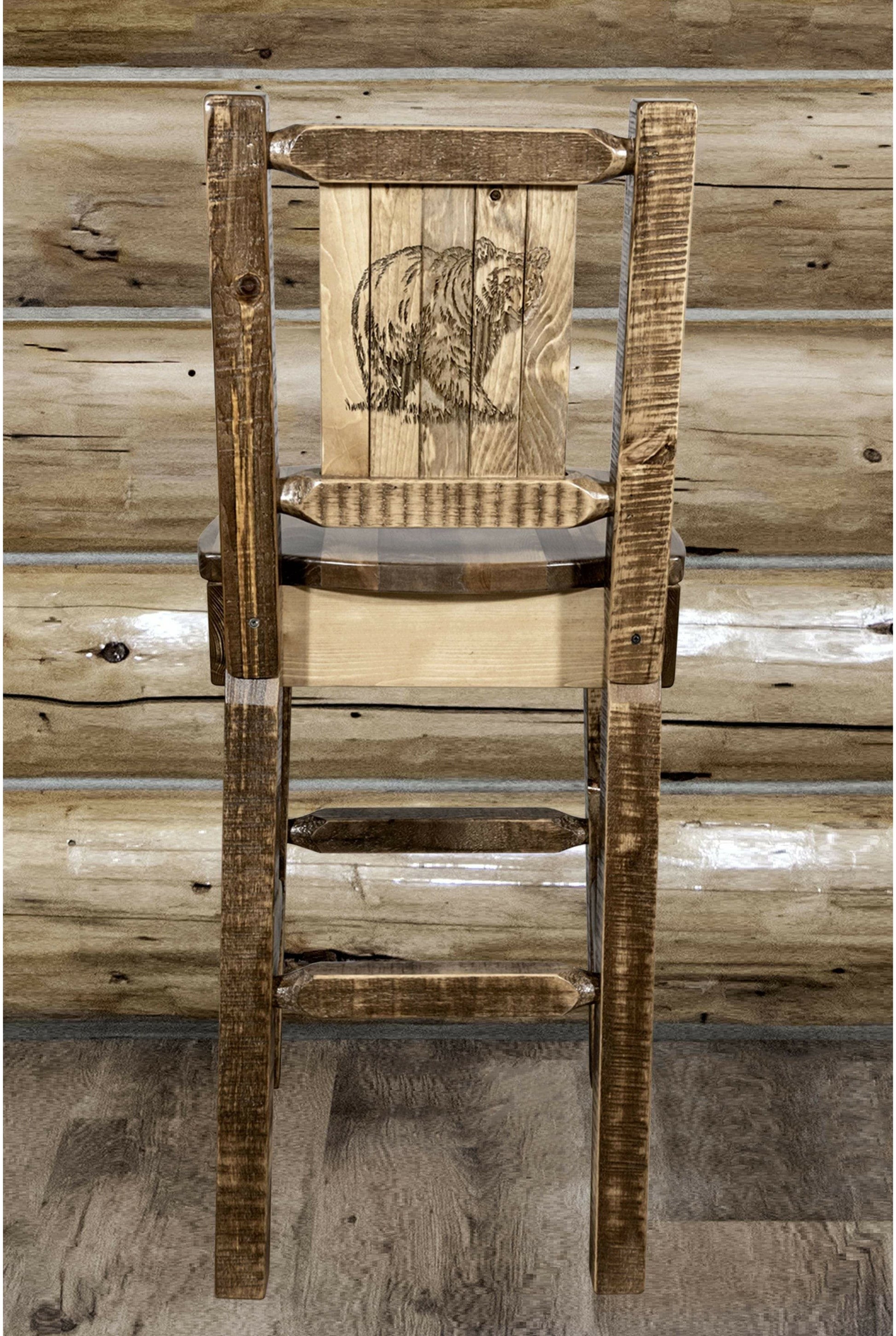 Montana Woodworks Homestead Kollektion Barshocker mit Rückseite und Laser Gravur Design - Flecken & Lacquer Finish