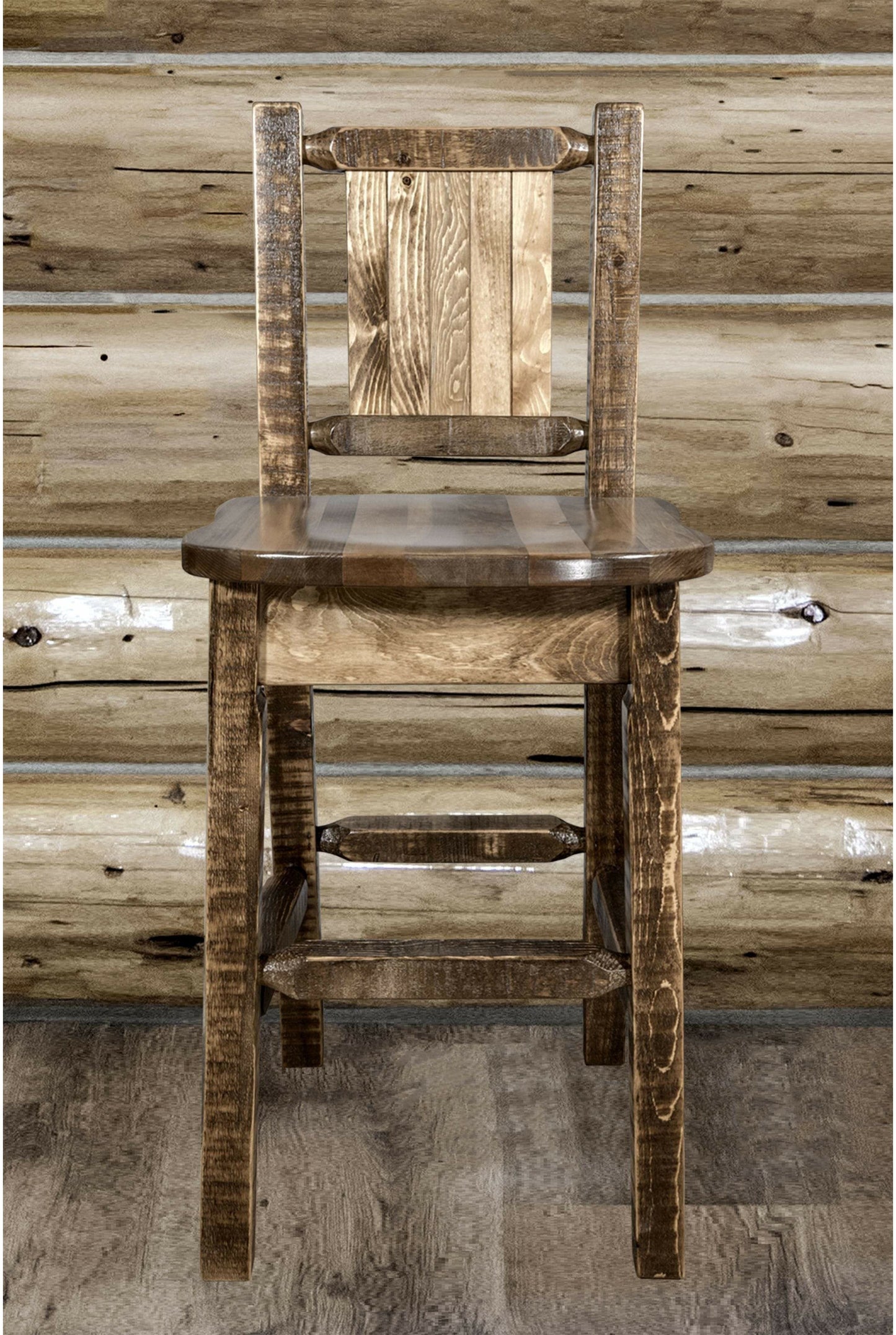 Montana Woodworks Homestead Kollektion Barshocker mit Rückseite und Laser Gravur Design - Flecken & Lacquer Finish