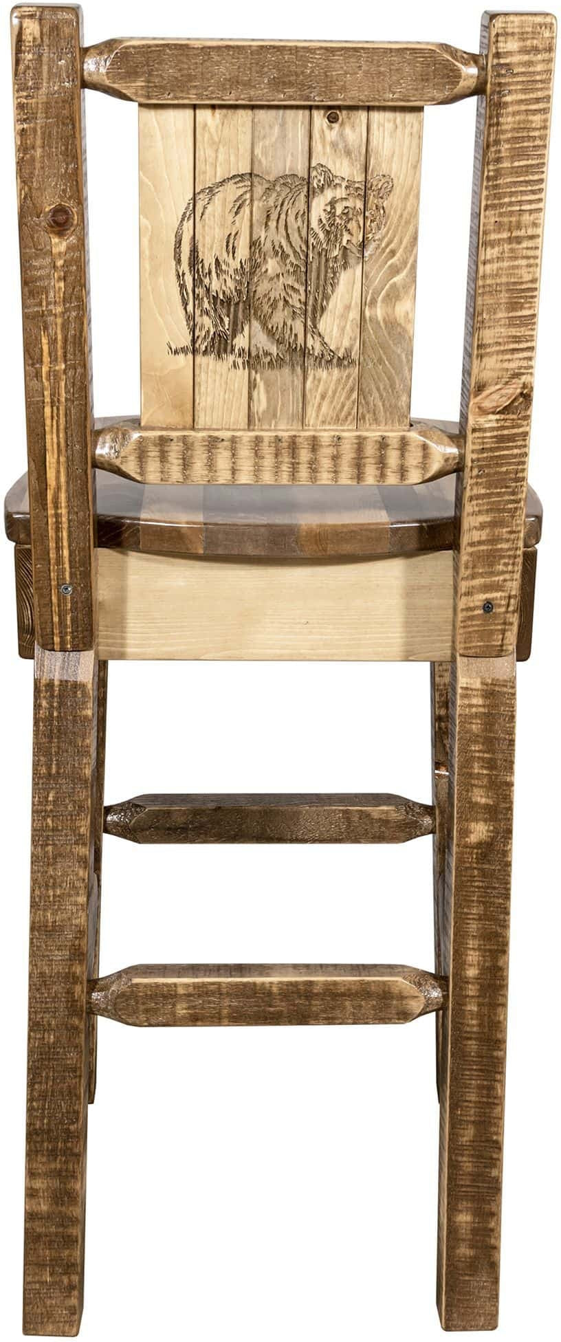 Montana Woodworks Homestead Kollektion Barshocker mit Rückseite und Laser Gravur Design - Flecken & Lacquer Finish