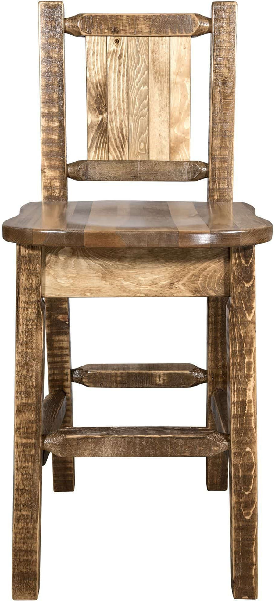 Montana Woodworks Homestead Kollektion Barshocker mit Rückseite und Laser Gravur Design - Flecken & Lacquer Finish