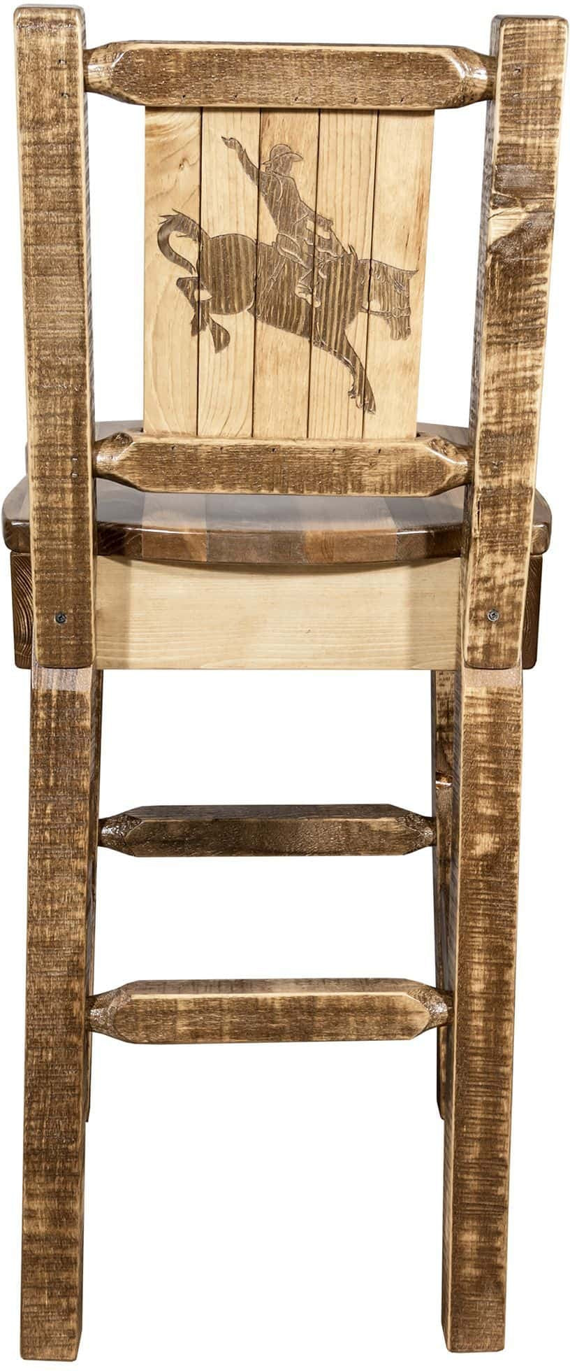 Montana Woodworks Homestead Kollektion Barshocker mit Rückseite und Laser Gravur Design - Flecken & Lacquer Finish