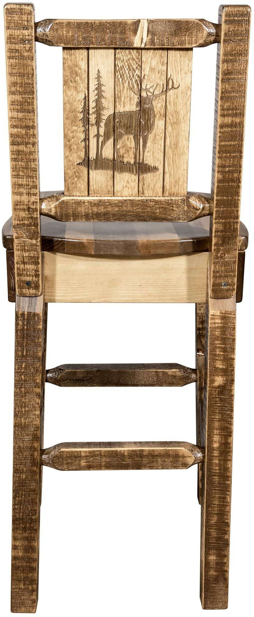 Montana Woodworks Homestead Kollektion Barshocker mit Rückseite und Laser Gravur Design - Flecken & Lacquer Finish