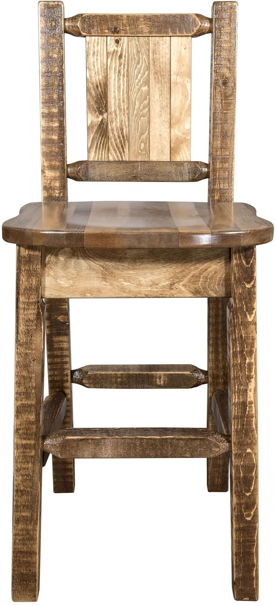 Montana Woodworks Homestead Kollektion Barshocker mit Rückseite und Laser Gravur Design - Flecken & Lacquer Finish