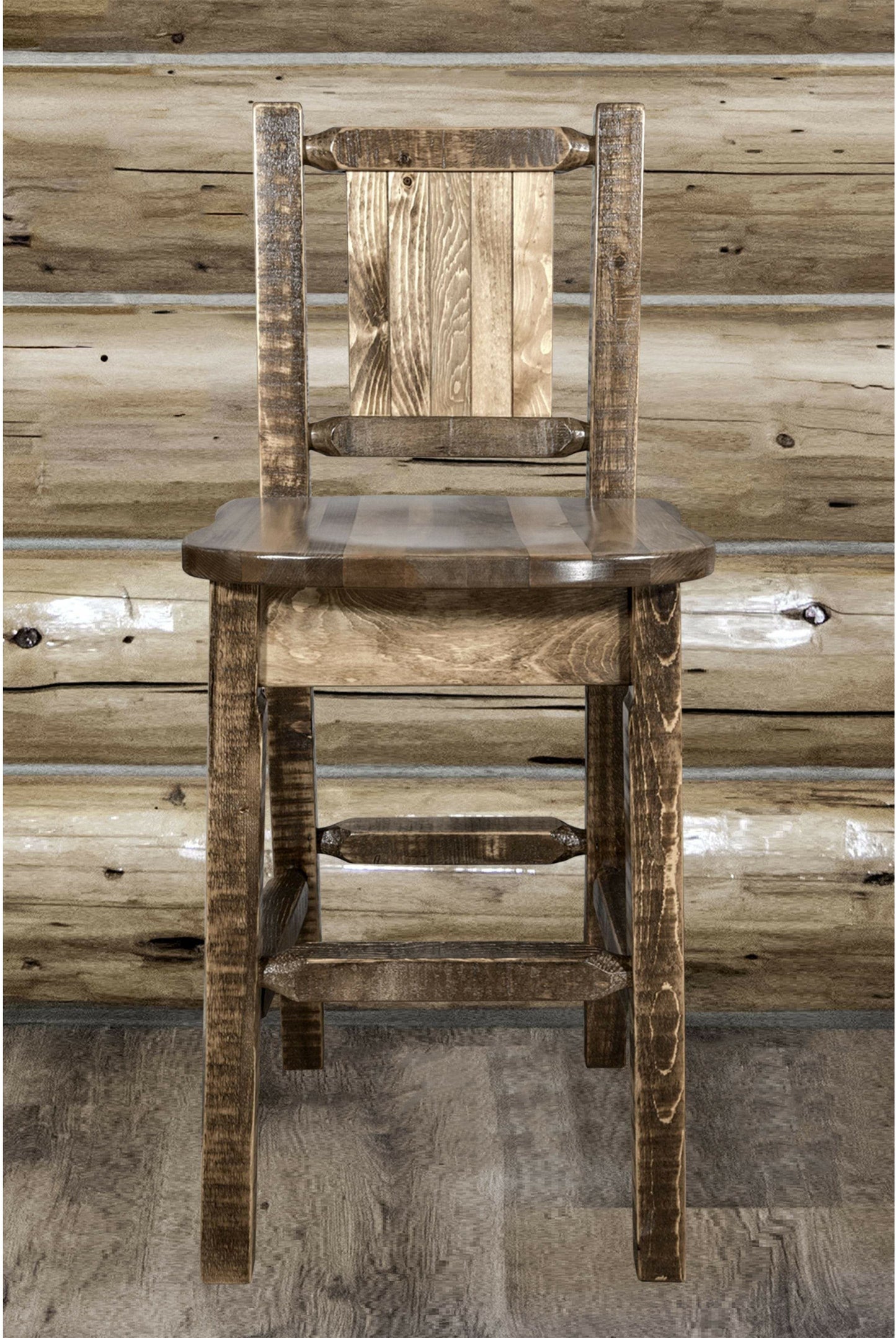 Montana Woodworks Homestead Kollektion Barshocker mit Rückseite und Laser Gravur Design - Flecken & Lacquer Finish