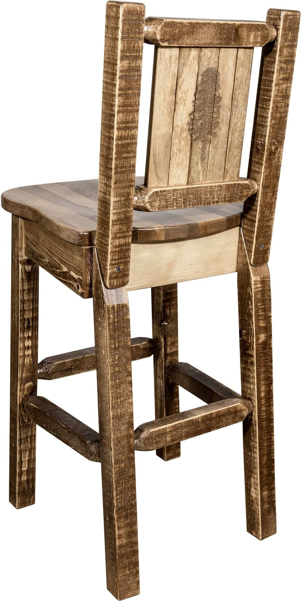 Montana Woodworks Homestead Kollektion Barshocker mit Rückseite und Laser Gravur Design - Flecken & Lacquer Finish