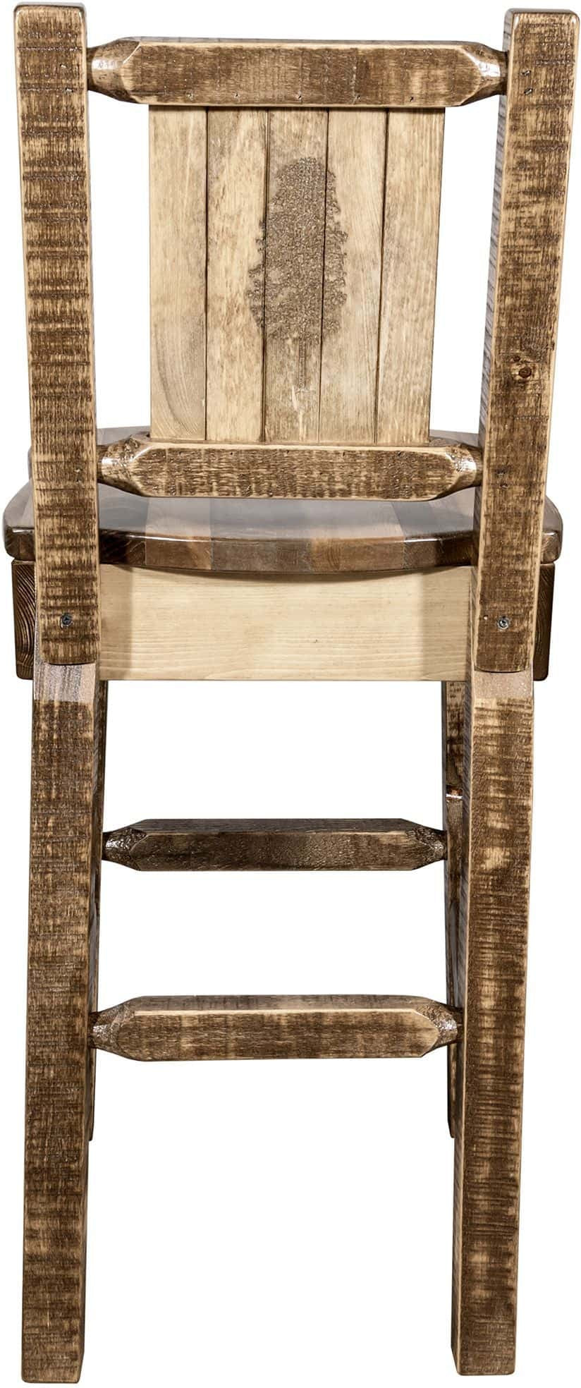 Montana Woodworks Homestead Kollektion Barshocker mit Rückseite und Laser Gravur Design - Flecken & Lacquer Finish