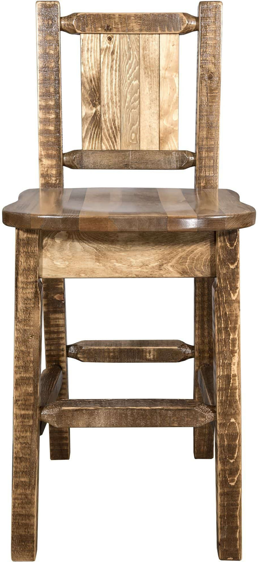 Montana Woodworks Homestead Kollektion Barshocker mit Rückseite und Laser Gravur Design - Flecken & Lacquer Finish