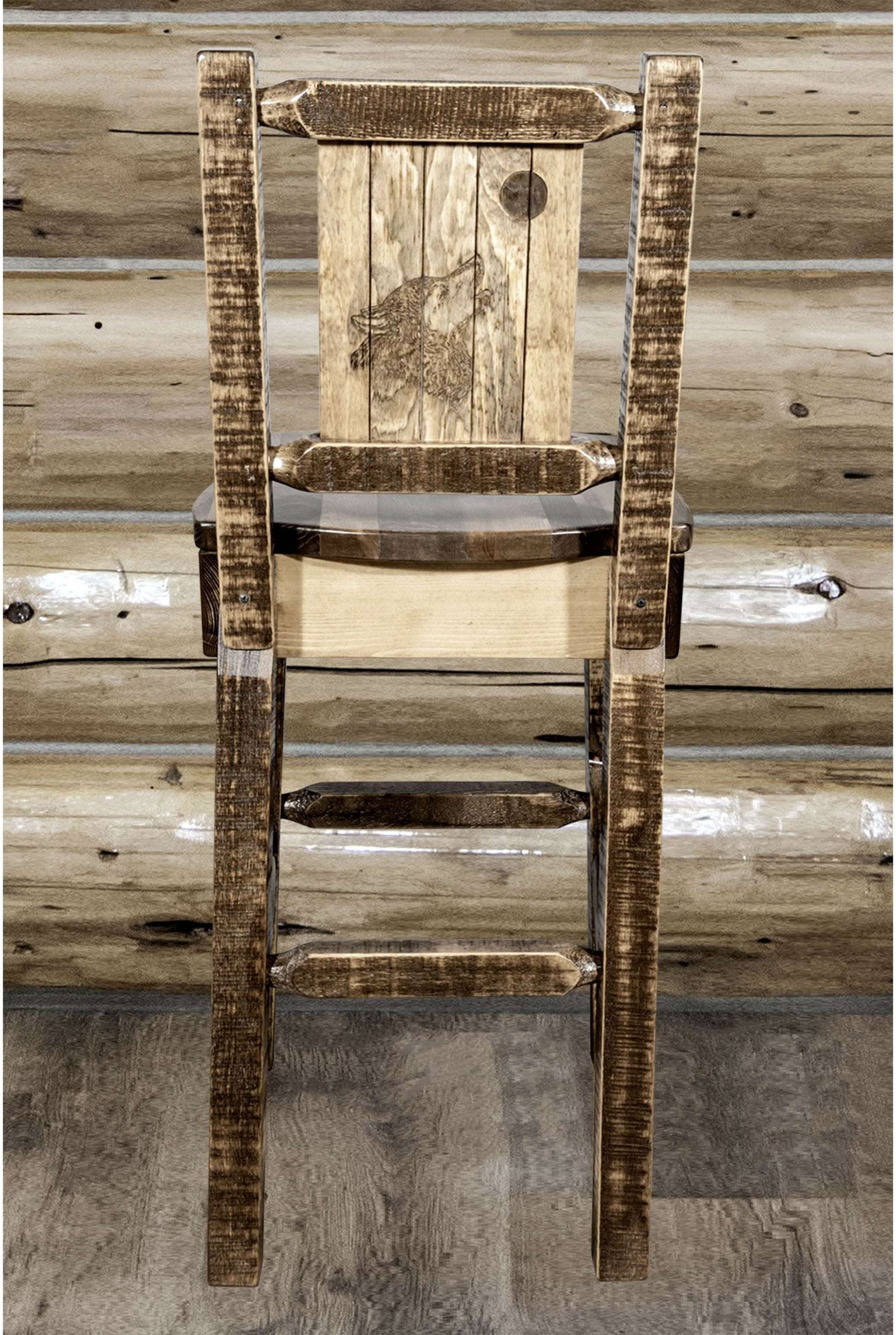 Montana Woodworks Homestead Kollektion Barshocker mit Rückseite und Laser Gravur Design - Flecken & Lacquer Finish