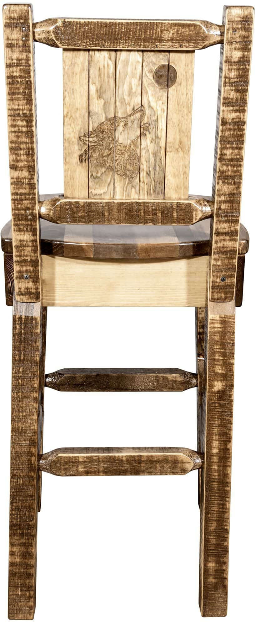 Montana Woodworks Homestead Kollektion Barshocker mit Rückseite und Laser Gravur Design - Flecken & Lacquer Finish