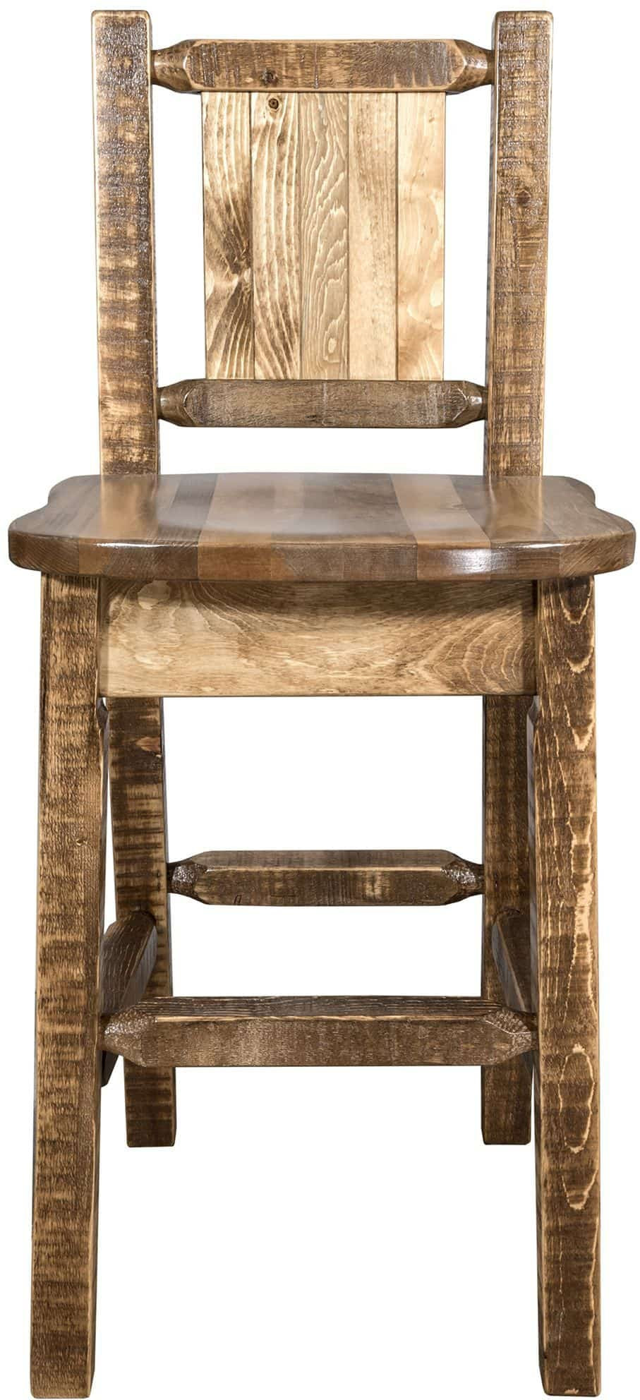 Montana Woodworks Homestead Kollektion Barshocker mit Rückseite und Laser Gravur Design - Flecken & Lacquer Finish