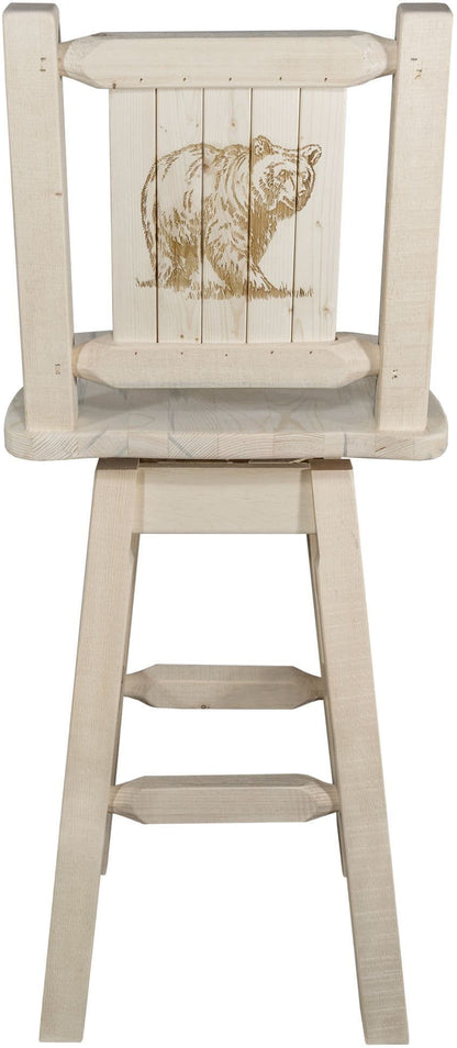 Montana Woodworks Homestead Kollektion Barshocker mit Rücken & Swivel und Laser Gravur - Bereit zum Abschluss