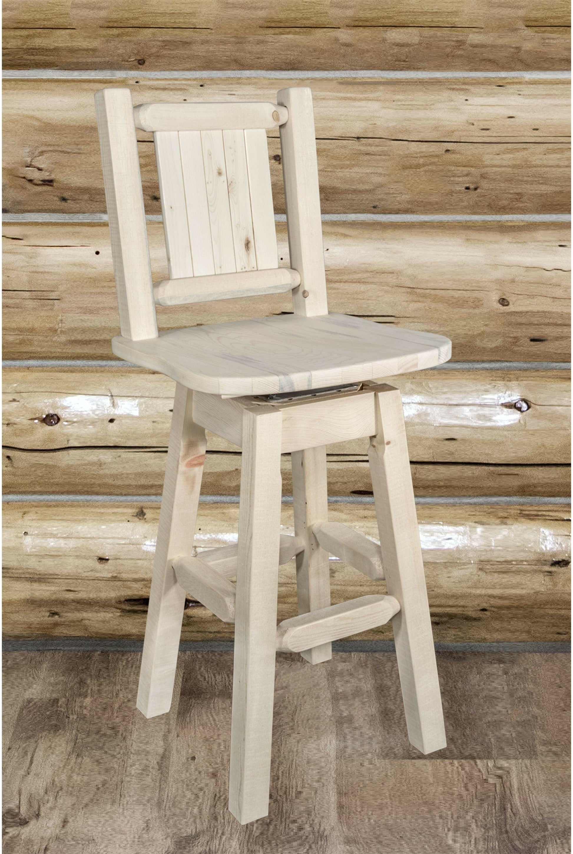 Montana Woodworks Homestead Kollektion Barshocker mit Rücken & Swivel und Laser Gravur - Klare Lacquer Finish