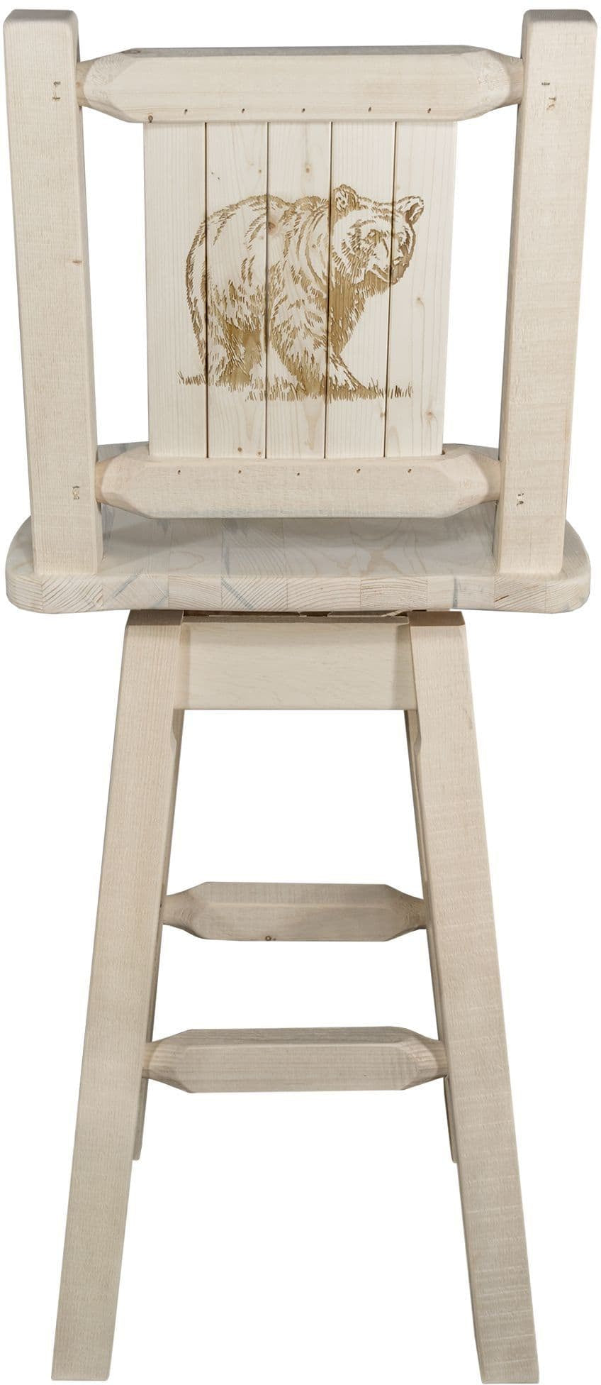 Montana Woodworks Homestead Kollektion Barshocker mit Rücken & Swivel und Laser Gravur - Klare Lacquer Finish
